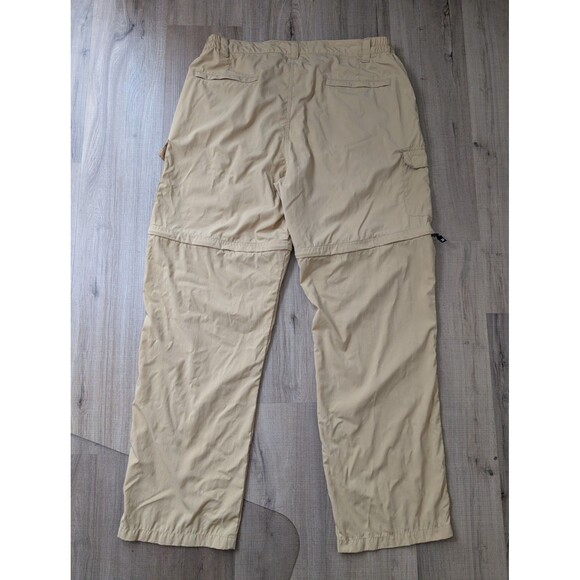 LL Bean Zip Off Pants Size L Beige Nylon Cargo Convertible Hiking Gorpcore - Picture 2 of 12